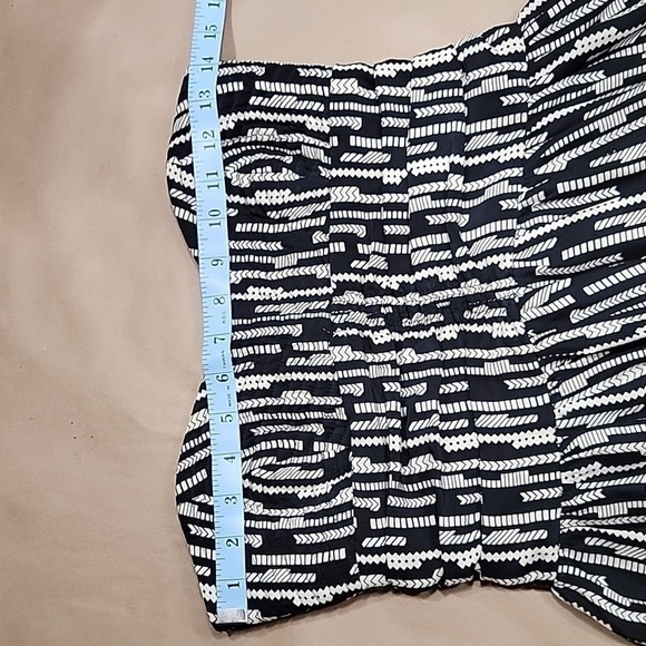 Parker "Molly" Strapless Black & Ivory Geo Print Dress, Size Tag Removed. - Picture 5 of 13